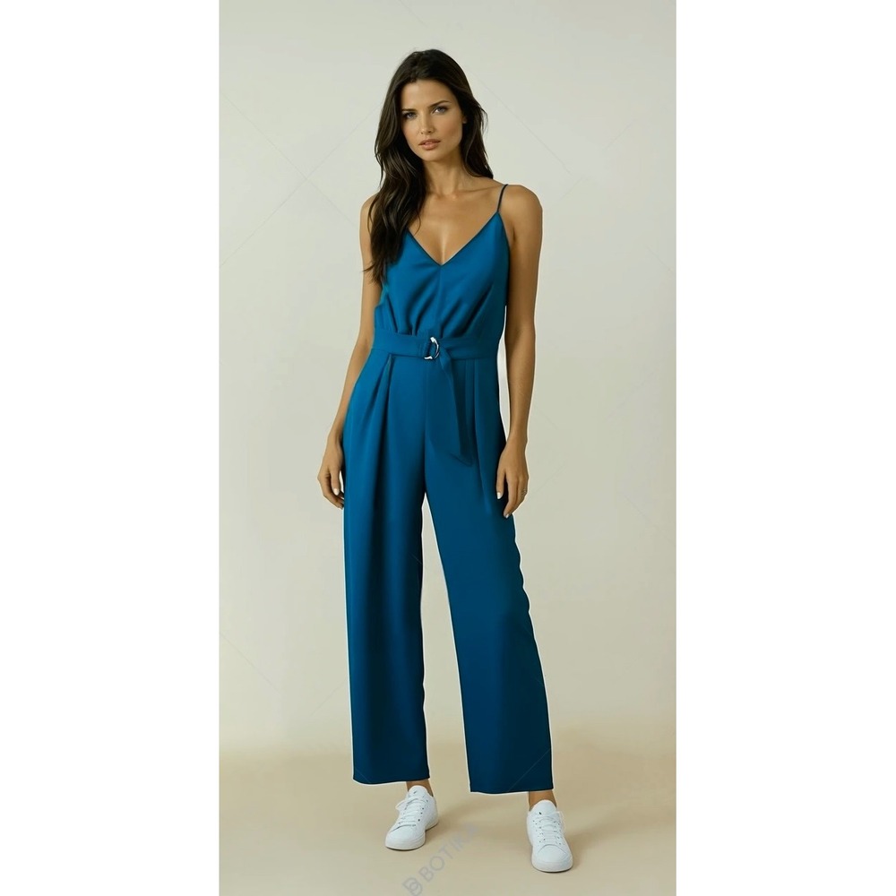 Jill Jill Stuart Women's Spaghetti Strap Jumpsuit With Pockets Teal Size 6
